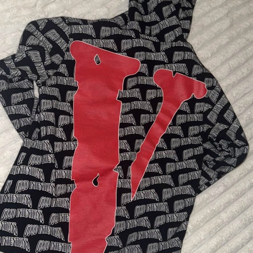 VLONE Black Hoodie with Bold Red Lettering
